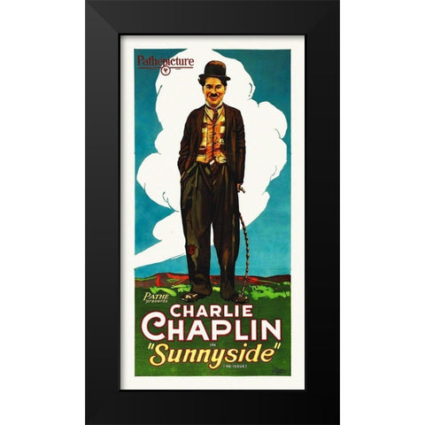 Charlie Chaplin - Sunnyside, 1915 Black Modern Wood Framed Art Print by Hollywood Photo Archive