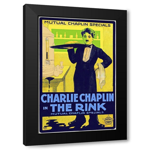 Charlie Chaplin - The Rink, 1916 Black Modern Wood Framed Art Print by Hollywood Photo Archive