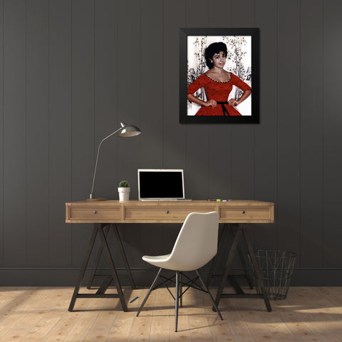Annette  Funicello Black Modern Wood Framed Art Print by Hollywood Photo Archive