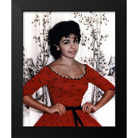 Annette  Funicello Black Modern Wood Framed Art Print by Hollywood Photo Archive