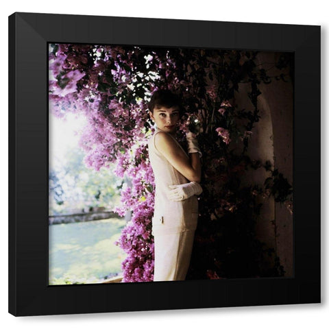 Audrey Hepburn Black Modern Wood Framed Art Print by Hollywood Photo Archive