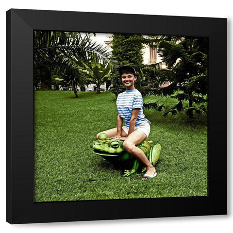 Audrey Hepburn Black Modern Wood Framed Art Print with Double Matting by Hollywood Photo Archive