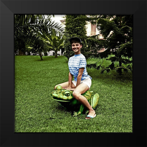 Audrey Hepburn Black Modern Wood Framed Art Print by Hollywood Photo Archive