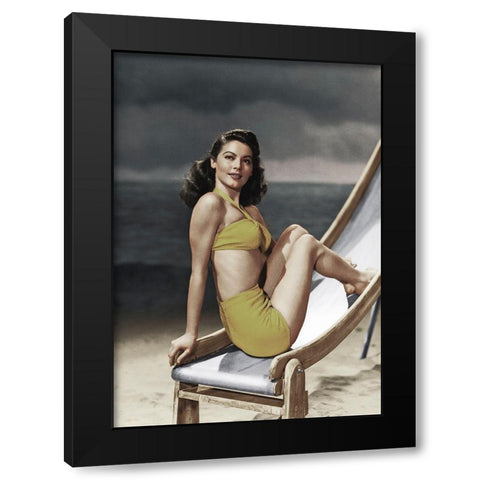 Ave Gardner Black Modern Wood Framed Art Print with Double Matting by Hollywood Photo Archive
