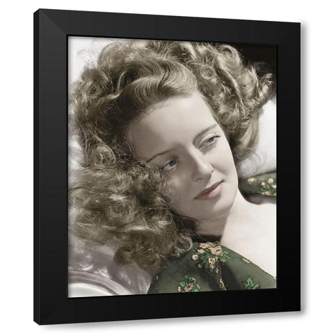 Bette Davis Black Modern Wood Framed Art Print with Double Matting by Hollywood Photo Archive