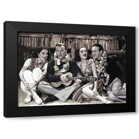 Bing Crosby with Bob Hope Black Modern Wood Framed Art Print by Hollywood Photo Archive