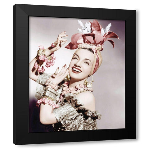 Carmen Miranda Black Modern Wood Framed Art Print with Double Matting by Hollywood Photo Archive