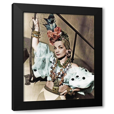 Carmen Miranda Black Modern Wood Framed Art Print with Double Matting by Hollywood Photo Archive