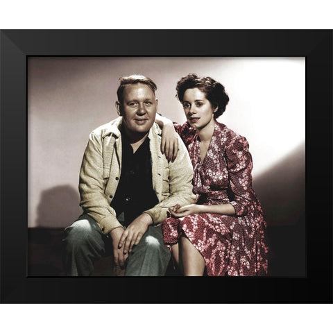Charles Laughton with Elsa Lanchester Black Modern Wood Framed Art Print by Hollywood Photo Archive