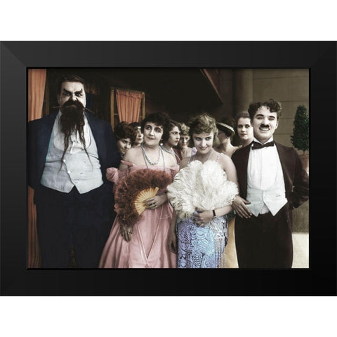 Charlie Chaplin Black Modern Wood Framed Art Print by Hollywood Photo Archive