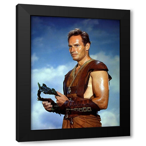 Charlton Heston Black Modern Wood Framed Art Print with Double Matting by Hollywood Photo Archive