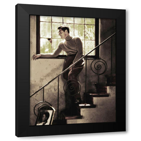 Clark Gable Black Modern Wood Framed Art Print with Double Matting by Hollywood Photo Archive