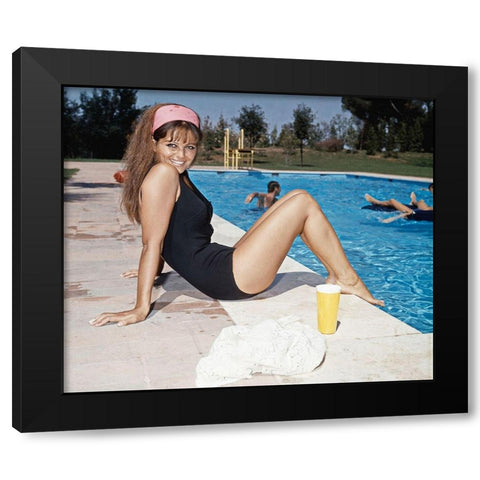 Claudia Cardinale Black Modern Wood Framed Art Print with Double Matting by Hollywood Photo Archive