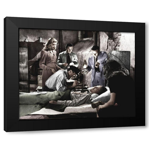 Humphrey Bogart with Lauren Bacall Black Modern Wood Framed Art Print by Hollywood Photo Archive