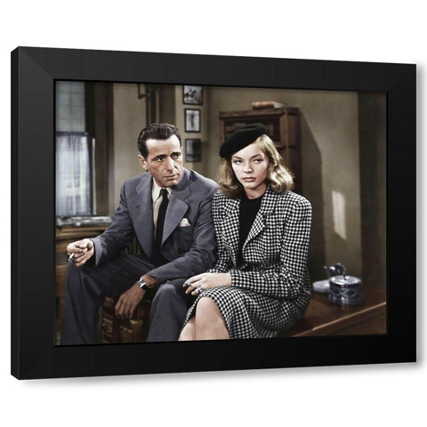 Humphrey Bogart with Lauren Bacall - The Big Sleep Black Modern Wood Framed Art Print by Hollywood Photo Archive