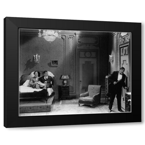 Laurel and Hardy - Do Detectives Think, 1927 Black Modern Wood Framed Art Print by Hollywood Photo Archive