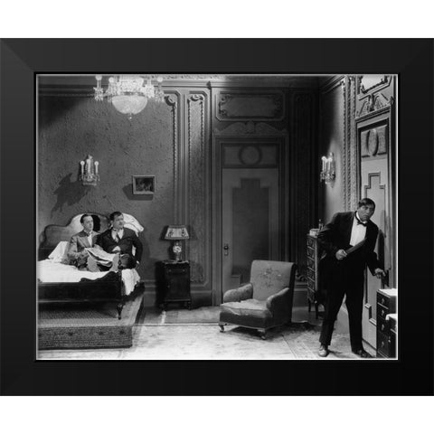 Laurel and Hardy - Do Detectives Think, 1927 Black Modern Wood Framed Art Print by Hollywood Photo Archive
