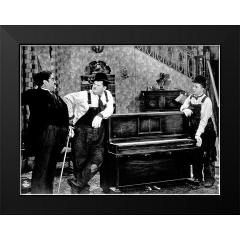 Laurel and Hardy - Music Box The, 1932 Black Modern Wood Framed Art Print by Hollywood Photo Archive