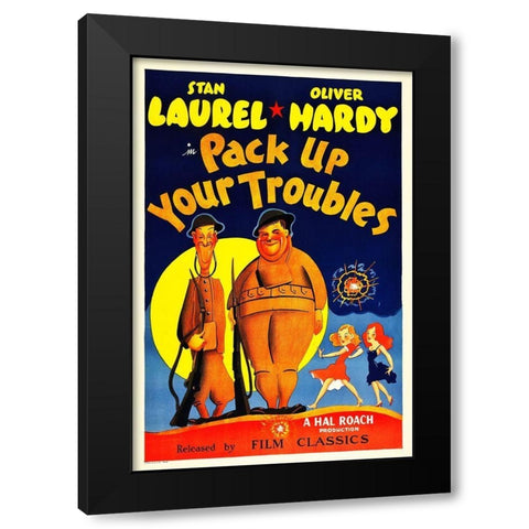 Laurel and Hardy - Pack Up Your Troubles, 1932 Black Modern Wood Framed Art Print with Double Matting by Hollywood Photo Archive