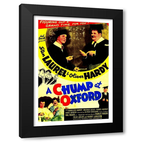 Laurel and Hardy - Chump at Oxford, 1940 Black Modern Wood Framed Art Print by Hollywood Photo Archive
