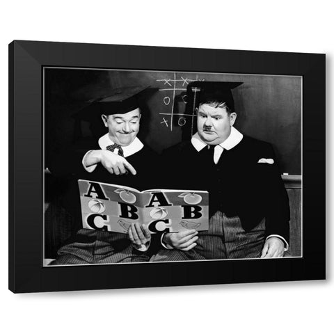 Laurel and Hardy - Chump at Oxford, 1940 Black Modern Wood Framed Art Print by Hollywood Photo Archive