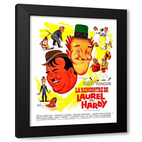 Laurel and Hardy - French -  Further Perils of Laurel and Hardy, 1931 Black Modern Wood Framed Art Print with Double Matting by Hollywood Photo Archive