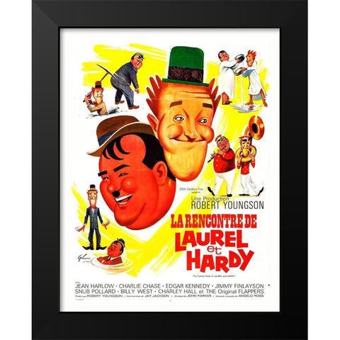 Laurel and Hardy - French -  Further Perils of Laurel and Hardy, 1931 Black Modern Wood Framed Art Print by Hollywood Photo Archive