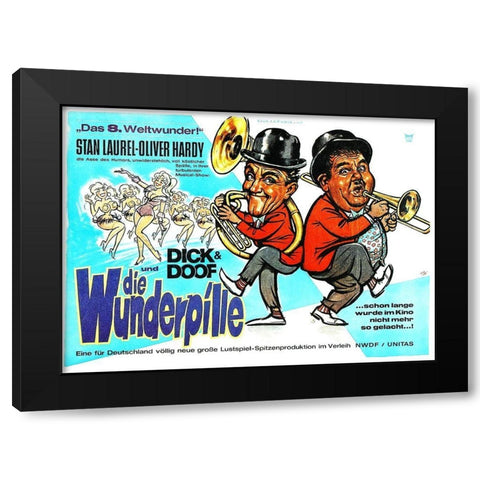 Laurel and Hardy - German - Hollywood Party, 1934 Black Modern Wood Framed Art Print with Double Matting by Hollywood Photo Archive