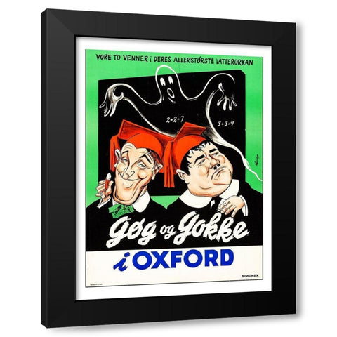 Laurel and Hardy - Norwegian - A Chump At Oxford Black Modern Wood Framed Art Print by Hollywood Photo Archive