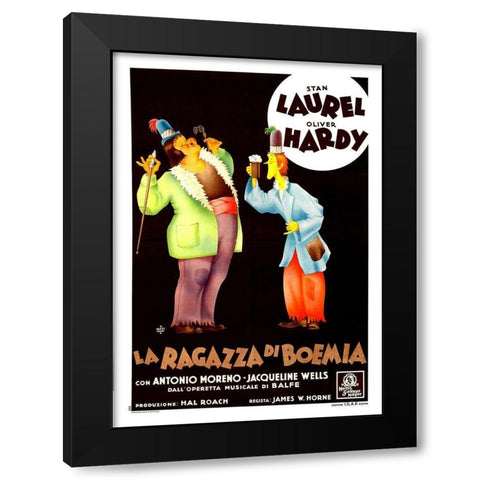 Laurel and Hardy - Italian - The Bohemian Girl Black Modern Wood Framed Art Print by Hollywood Photo Archive