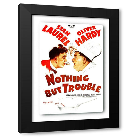 Laurel and Hardy - Nothing But Trouble, 1944 Black Modern Wood Framed Art Print by Hollywood Photo Archive