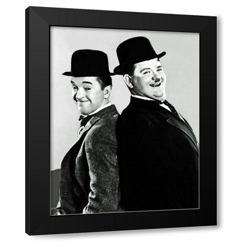 Laurel and Hardy - Portrait, 1933 Black Modern Wood Framed Art Print by Hollywood Photo Archive