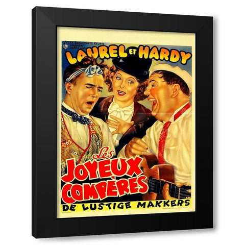 Laurel and Hardy - French - Les Joyeux Comperes Black Modern Wood Framed Art Print by Hollywood Photo Archive