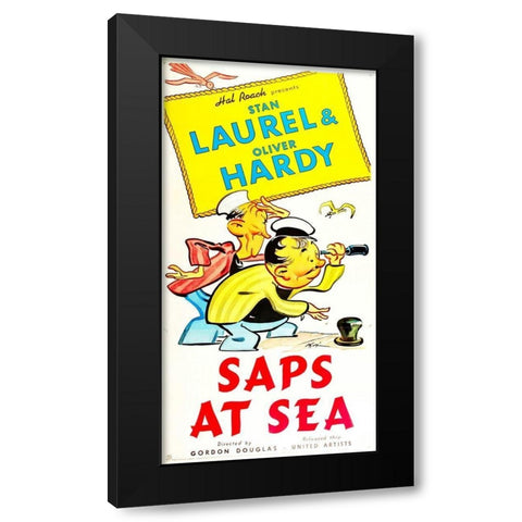 Laurel and Hardy - Saps At Sea, 1940 Black Modern Wood Framed Art Print by Hollywood Photo Archive