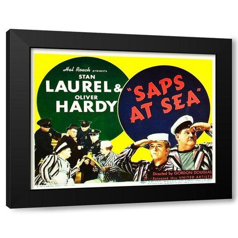 Laurel and Hardy - Saps At Sea, 1940 Black Modern Wood Framed Art Print with Double Matting by Hollywood Photo Archive