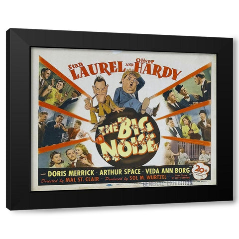 Laurel and Hardy - The Big Noise, 1944 Black Modern Wood Framed Art Print by Hollywood Photo Archive
