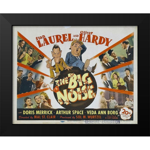 Laurel and Hardy - The Big Noise, 1944 Black Modern Wood Framed Art Print by Hollywood Photo Archive