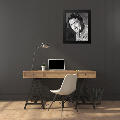 Gregory Peck Black Modern Wood Framed Art Print by Hollywood Photo Archive