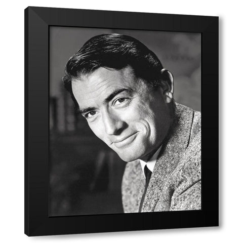 Gregory Peck Black Modern Wood Framed Art Print with Double Matting by Hollywood Photo Archive