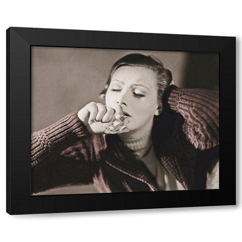 Greta Garbo Black Modern Wood Framed Art Print with Double Matting by Hollywood Photo Archive
