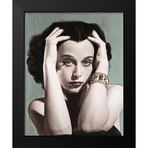 Hedy Lamarr Black Modern Wood Framed Art Print by Hollywood Photo Archive