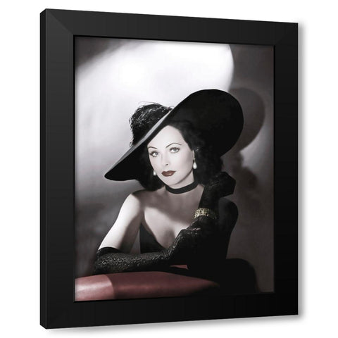 Hedy Lamarr Black Modern Wood Framed Art Print with Double Matting by Hollywood Photo Archive