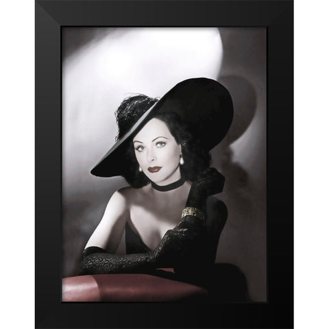 Hedy Lamarr Black Modern Wood Framed Art Print by Hollywood Photo Archive
