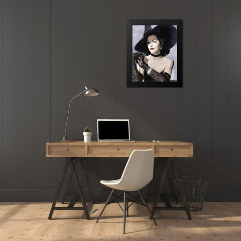 Hedy Lamarr Black Modern Wood Framed Art Print by Hollywood Photo Archive