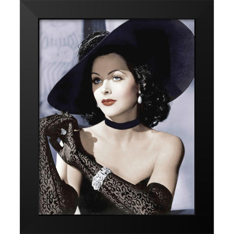 Hedy Lamarr Black Modern Wood Framed Art Print by Hollywood Photo Archive