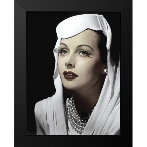 Hedy Lamarr Black Modern Wood Framed Art Print by Hollywood Photo Archive