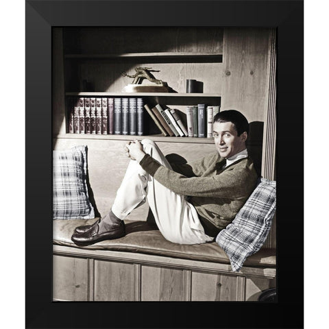 James Stewart Black Modern Wood Framed Art Print by Hollywood Photo Archive