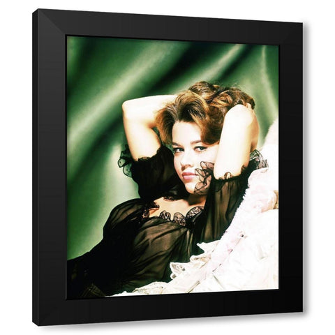 Jane Fonda Black Modern Wood Framed Art Print with Double Matting by Hollywood Photo Archive