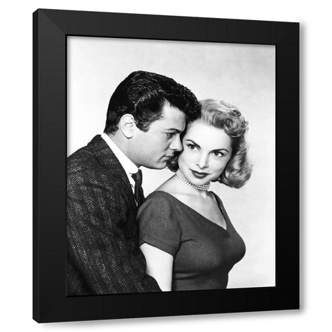 Janet Leigh with Tony Curtis Black Modern Wood Framed Art Print by Hollywood Photo Archive