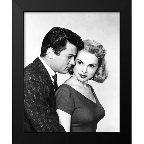 Janet Leigh with Tony Curtis Black Modern Wood Framed Art Print by Hollywood Photo Archive